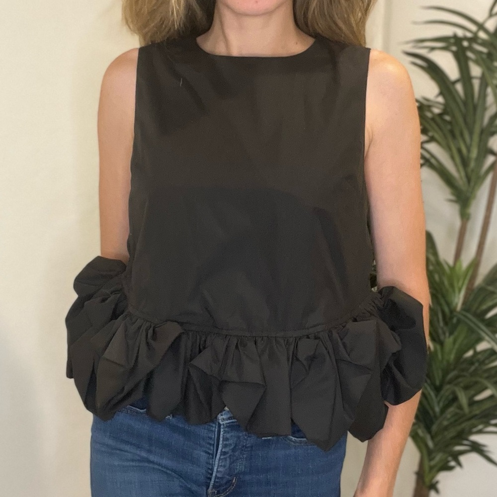 Entro Black Ruffle Hem Crop Top - Picture 10 of 15